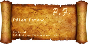 Páles Ferenc névjegykártya